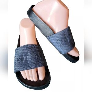 & Other Stories Slide Adjustable Strap Reptile Sandal Molded Leather Footbed